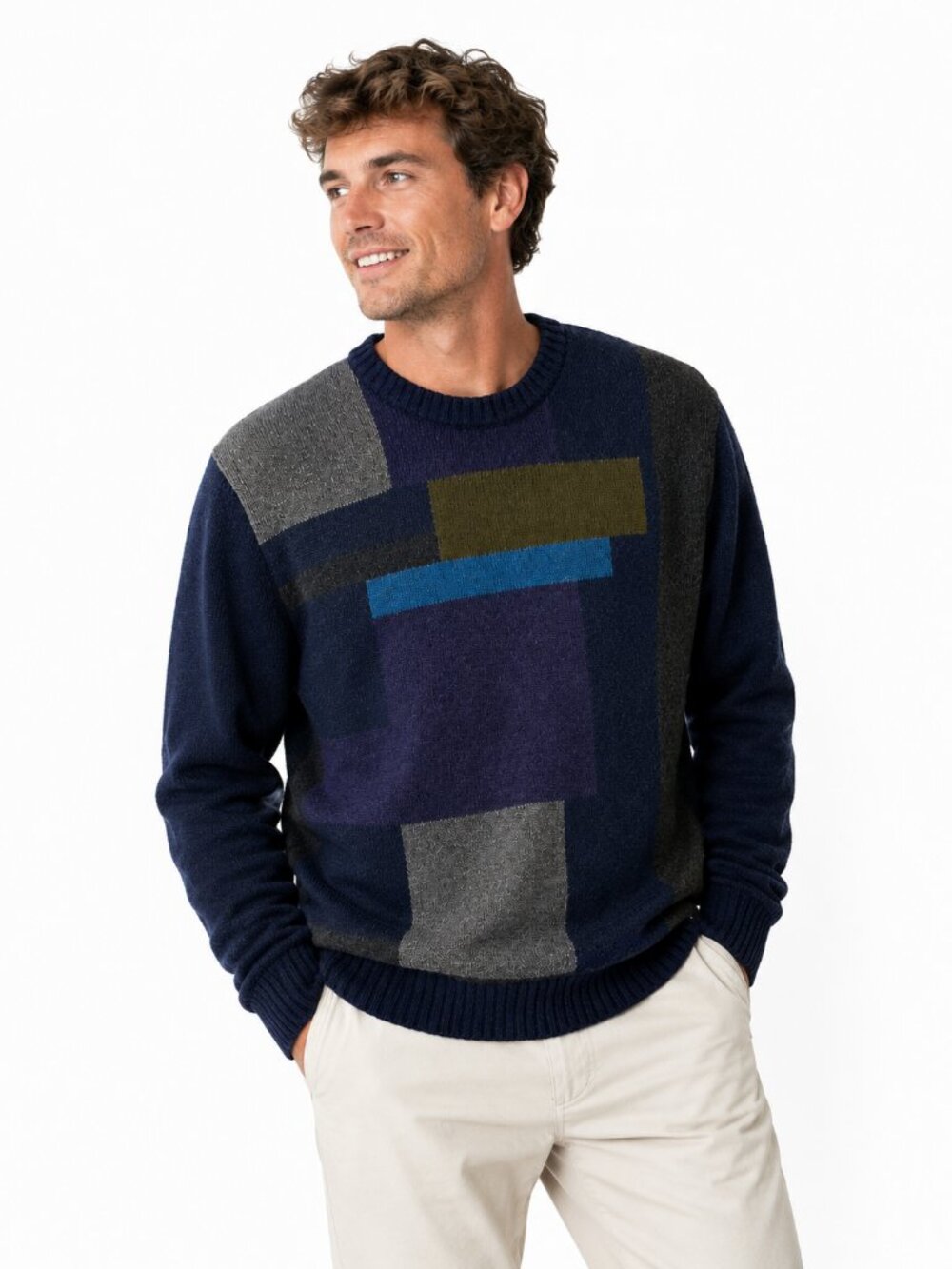 Vintage Cacharel Pure Virgin Wool Intarsia Knit Sweater